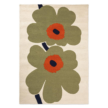 Marimekko utendørsteppe, Unikko Anniversary Dusty Green 433017 – hele teppet