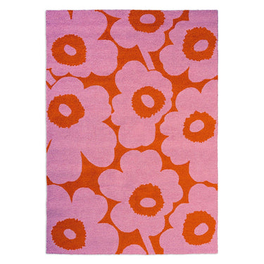 Marimekko utendørsteppe, Unikko Pink/Orange 434302 – hele teppet