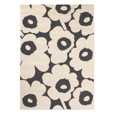 Marimekko utendørsteppe, Unikko Charcoal/White 434305 – hele teppet